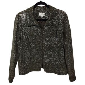 Erin London Jacket Womens Medium Corduroy Full Zip Long Sleeve Green Travel